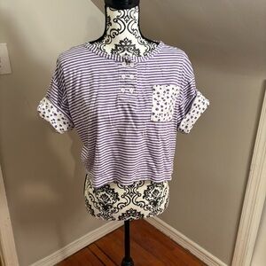 Vintage American Dreams purple And White striped Crop top size medium cow print